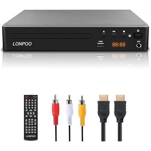 [Direct from JP] LONPOO DVD Player, Region Free, HDMI/AV Output, 1080P CPRM Playback, USB 2.0 Input,