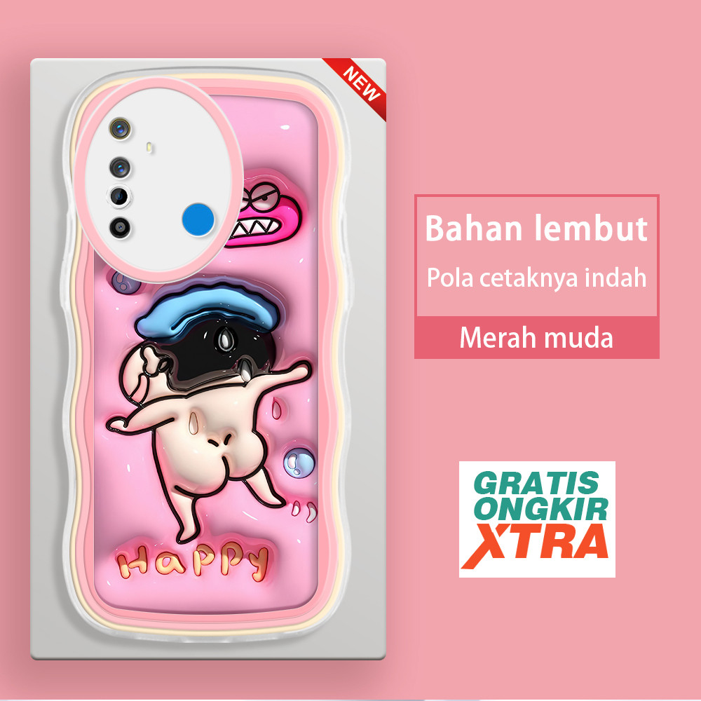 HP Realme 5 5i 5s 6 6i 6S 7i C17 8 8i 9 11 pro plus 9i Shin-chan Fun 3D Soft Case สบายอินเทรนด์Wave 