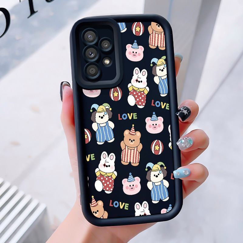 เคสสำหรับ Samsung Galaxy A52 5G A52s เคสโทรศัพท์สัตว์น่ารักสามสีซิลิโคนกันกระแทก