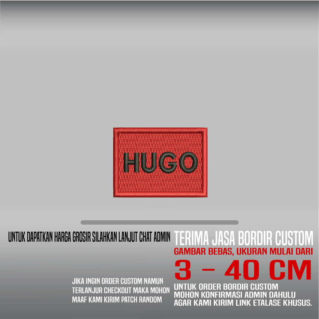 MERAH HUGO BOSS RED BLACK BOX HDP-362 EMBROIDERED LOGO PATCH
