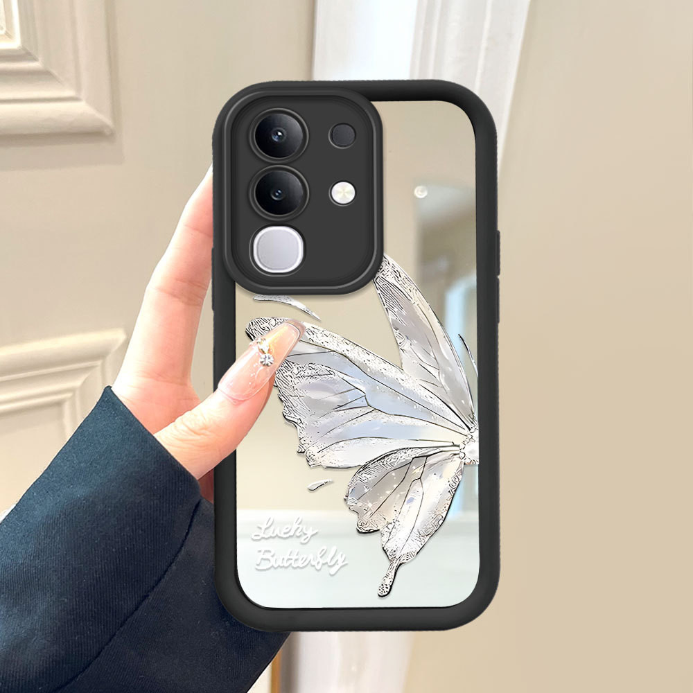 HP เคสโทรศัพท์สําหรับ VIVO Y29 4G กระจกนุ่มน่ารัก Softcase การ์ตูนเต็มผีเสื้อปลอก 1260 JZ