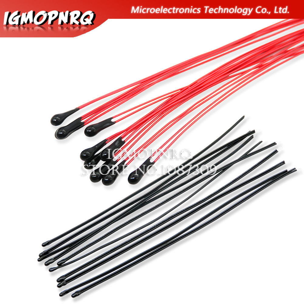 10PCS NTC Thermistor ตัวต้านทานความร้อน MF52B MF52D 10K 100K Probe สาย B3950 B3435 1% 10 ซม.เซ็นเซอร