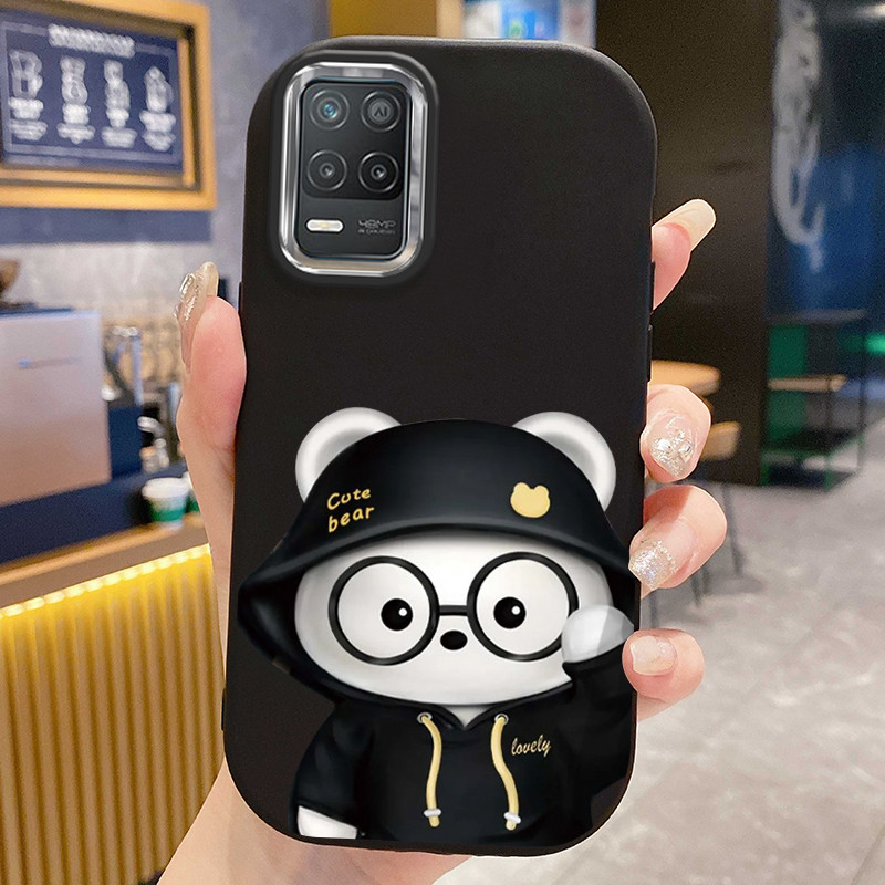 เคสสำหรับ Realme 8 5G 8s 5G Q3 Q3i V13 5G Narzo 30 5G เคสโทรศัพท์หมีแพนด้ากันกระแทกกลมและอ้วน