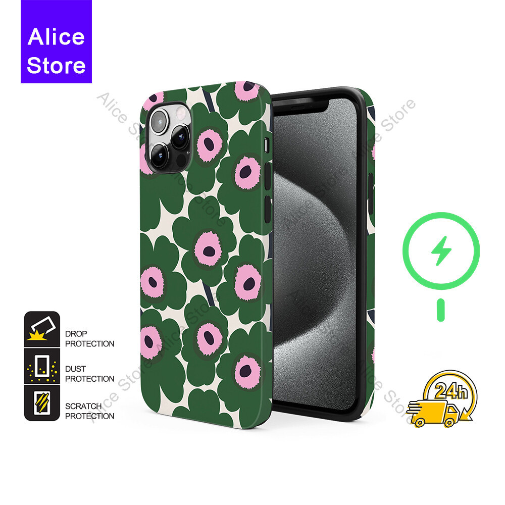 ดอกไม้เคสโทรศัพท์สําหรับ iPhone 17 Pro Max / iPhone 16 Pro Max / 15 / 14 / 13 เคสป้องกัน M260