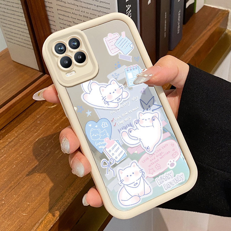 HP Realme 8 4G 8 5G 8 Pro 8s 5G Q3 Q3i V13 5G Narzo 30 5G Case Softcase Love Catซิลิโคนกระจกเคสโทรศั