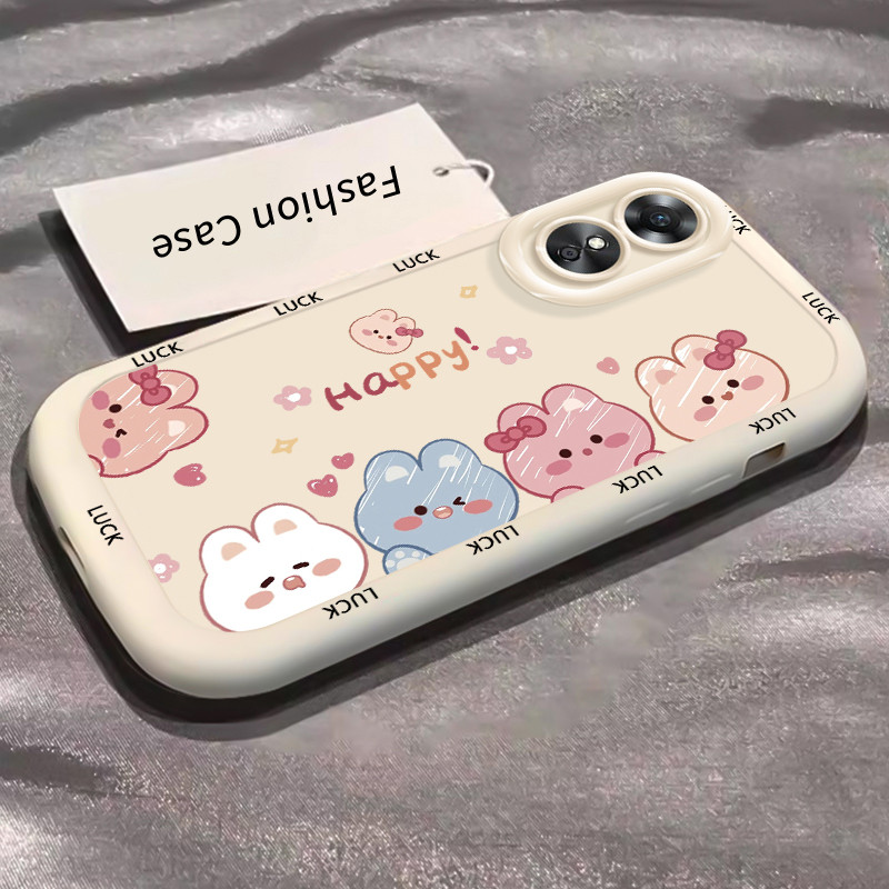 เคสสำหรับ OPPO A17 A17K เคสโทรศัพท์หมีกระต่ายซิลิโคนกันกระแทก