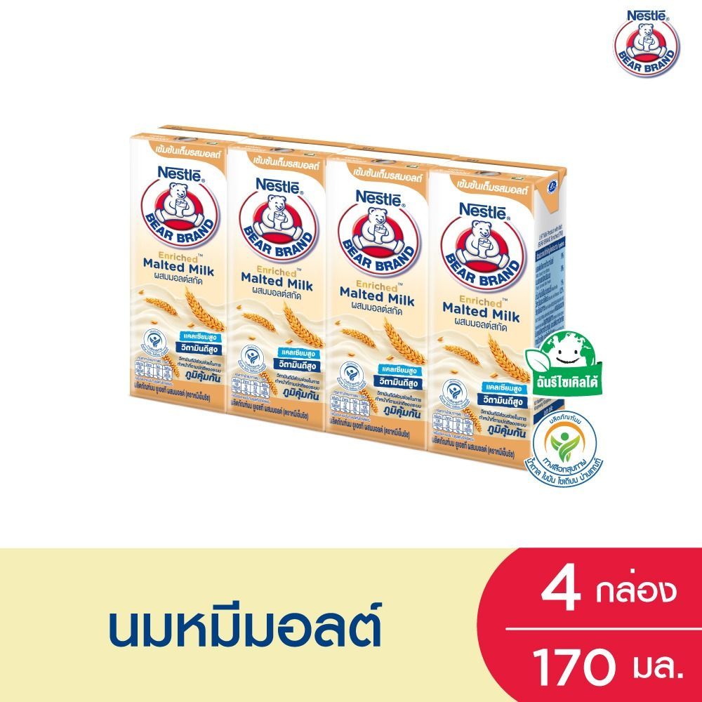 ตราหมี นมยูเอชทีเอ็นริชมอลต์มิลค์ 170 มล. แพ็ค 4