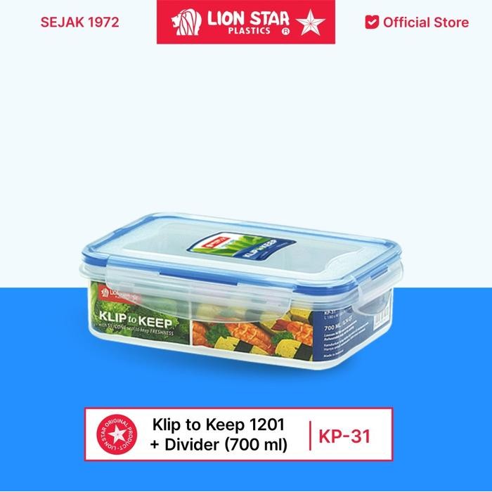 FCR0 Lion Star Clip To Keep Food Container 1201 + Divider (700 Ml) Kp-31