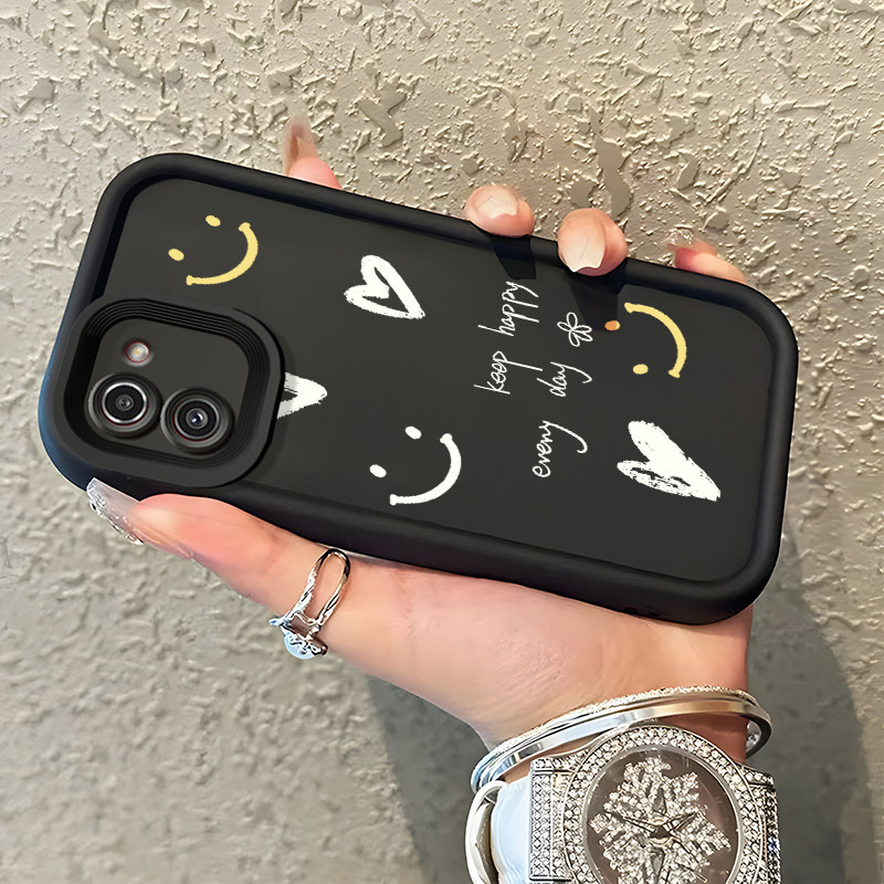 HP เคสโทรศัพท์สําหรับ Samsung Galaxy A03 Core A02 M02 กรณี Love Smiley Face Liquid Feel Cover Softca