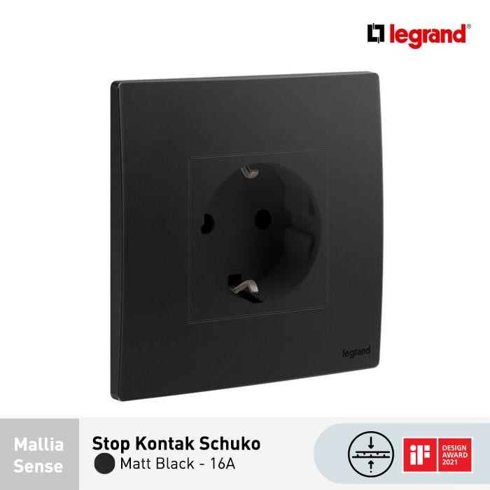 Legrand Mallia Sense - ซ็อกเก็ต Schuko - 16A - สีดําด้าน