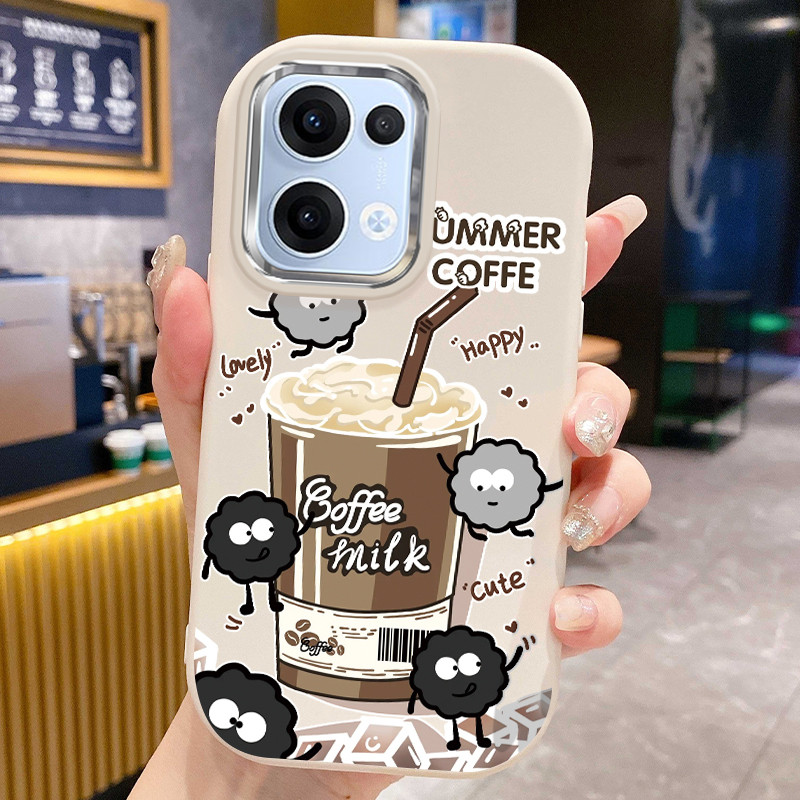 เคสสำหรับ OPPO Reno 13 5G Reno 13F 4G Reno 13F 5G เคสโทรศัพท์กาแฟฤดูร้อนกันกระแทกกลมและอ้วน – โปรปัง