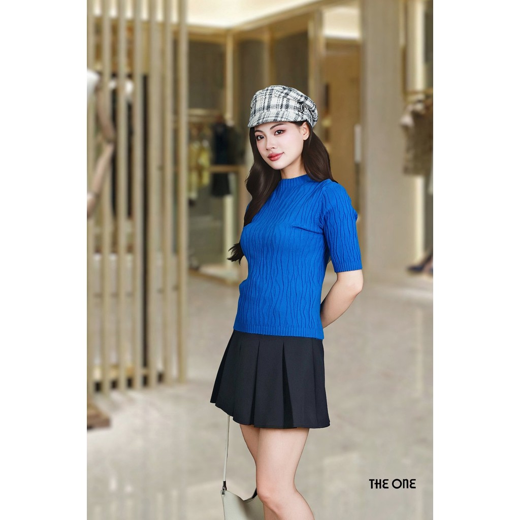 เสื้อสเวตเตอร์สีน้ําเงินลายคอปก 3F และแขนสั้น AL6770XA The One Fashion