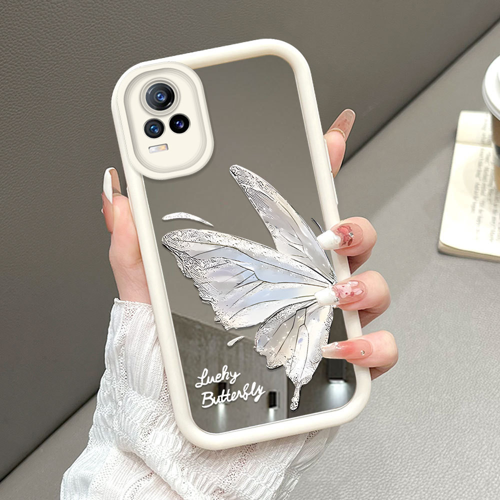 VIVO V21E V21 Y73 2021 4G สําหรับกระจก Softcase กรณี HP โทรศัพท์ Kesing ปลอกผีเสื้อ 1260 JZ