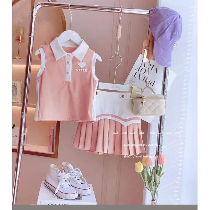 IMPORTED GIRLS SET, กระโปรง PLEASE, BUTTON COLLAR, LOVE STYLE, LATEST, FASHIONABLE, CODE