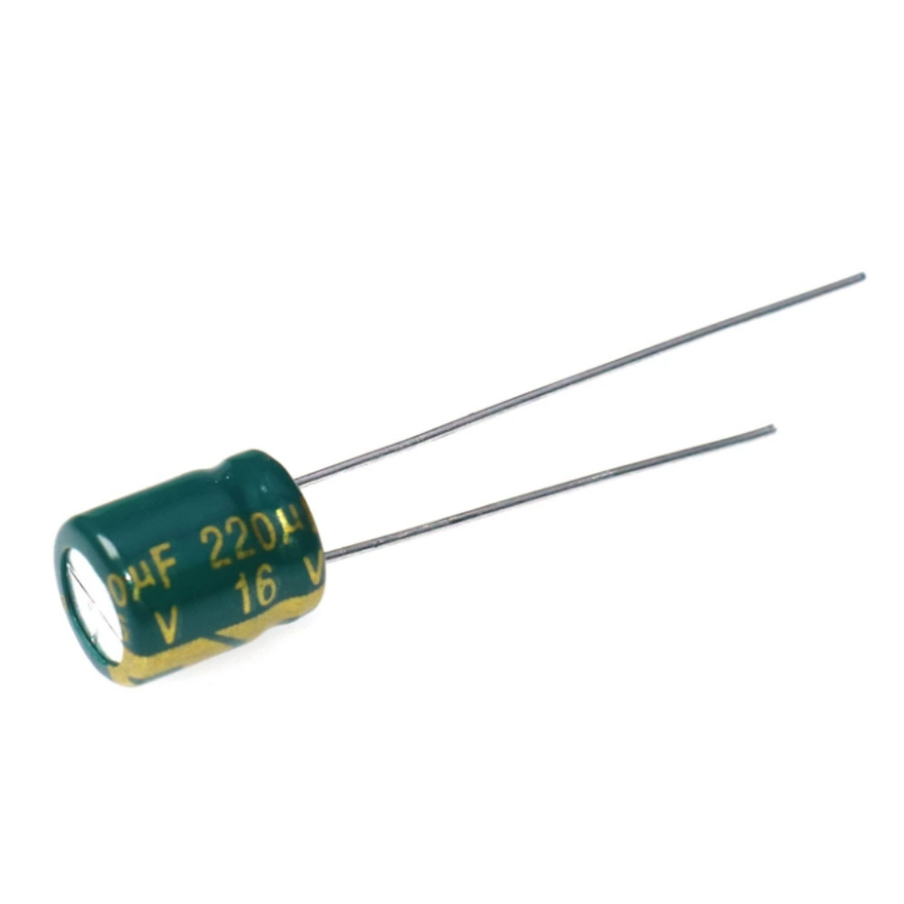 50PCS 16V220UF In-line Electrolytic Capacitor 220UF 100UF 16V ปริมาณ 6X7 มม.5X7