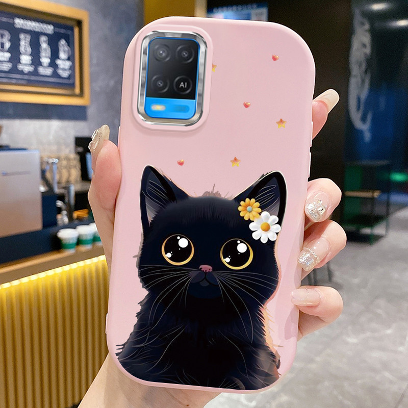 เคสสำหรับ OPPO A54 เคสโทรศัพท์แมวน่ารักกันกระแทกกลมและอ้วน