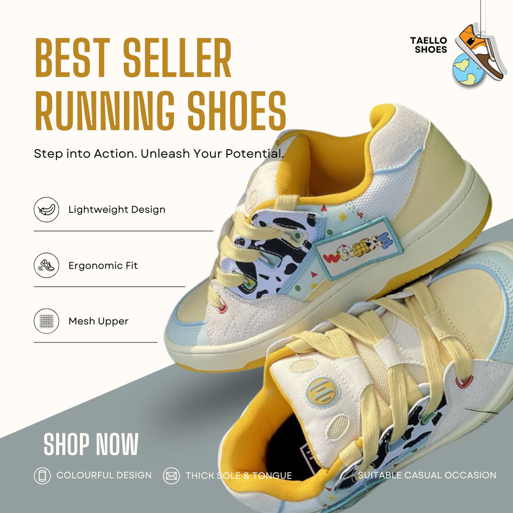 ทาโล👸🏻👟CN 36-40 สีเหลืองสีขาวสีฟ้าน่ารัก SNEAKER ยางรองเท้าสบายสาวเลดี้ผู้หญิง FASHION FOOT WEAR