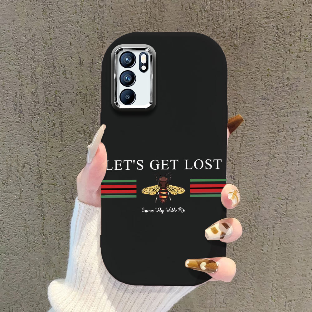 HP OPPO Reno 3 4 4f 5 6 7z 8 8T 8Z 4G 5G NEO9 ล่าสุดปลอกโทรศัพท์มือถือ Bee Logo Pattern คุณภาพสูง so