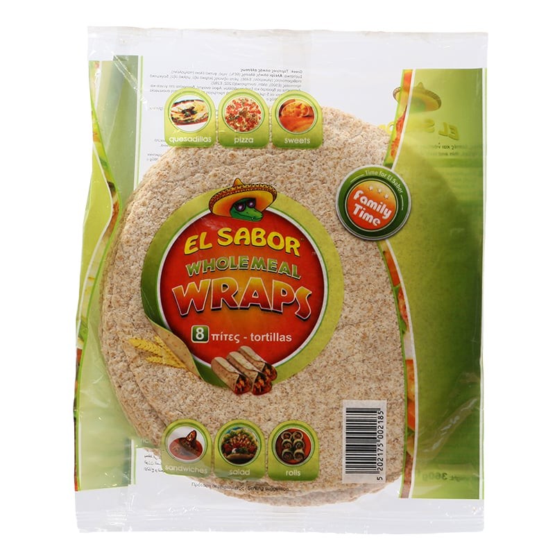 EL SABOR เอลซาบอลแผ่นแป้งโฮลมีลแรพส์แฟมิลีไทม์20ซม 320กรัม [5202175002185] ราคา ถูกที่สุด ดีลบีเคเค