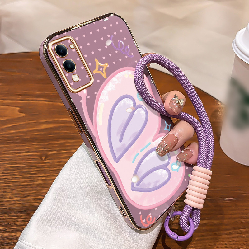 GANTUNGAN HPเคสโทรศัพท์สําหรับVIVO Y04 Y29s 5G Y19 5G T4 Lite 5Gกรณีที่มีสีสันปีกผีเสื้อซิลิโคนCesin