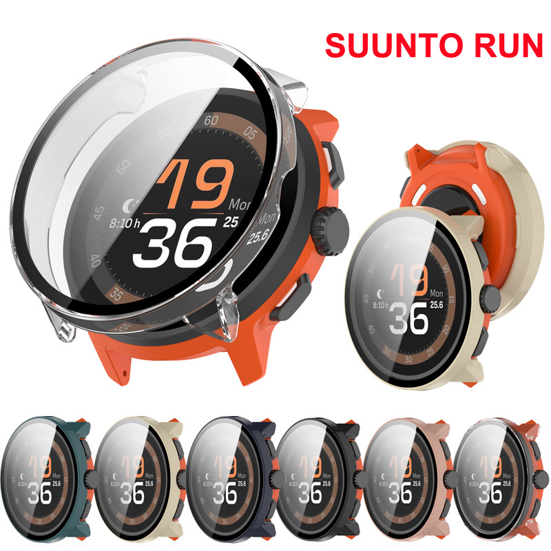 กระจกนิรภัย + PC สําหรับ SUUNTO Run Full Coverage Screen Protector Shell กันชนสําหรับ SUUNTO Run Sma