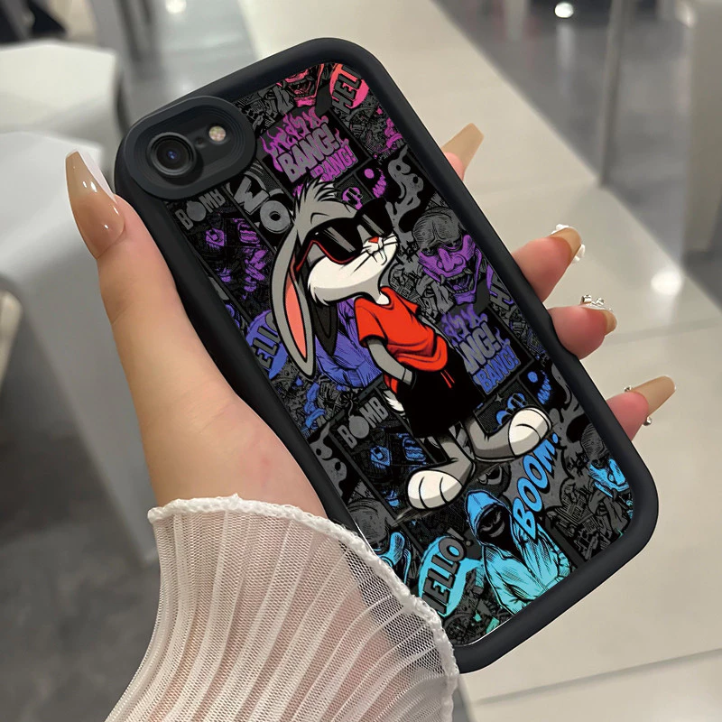 เคสสำหรับ iPhone 6 Plus 6s Plus 7 Plus 8 Plus SE 2020 X Xr Xs Max เคสโทรศัพท์กระต่ายสามสีซิลิโคนกันกระแทก