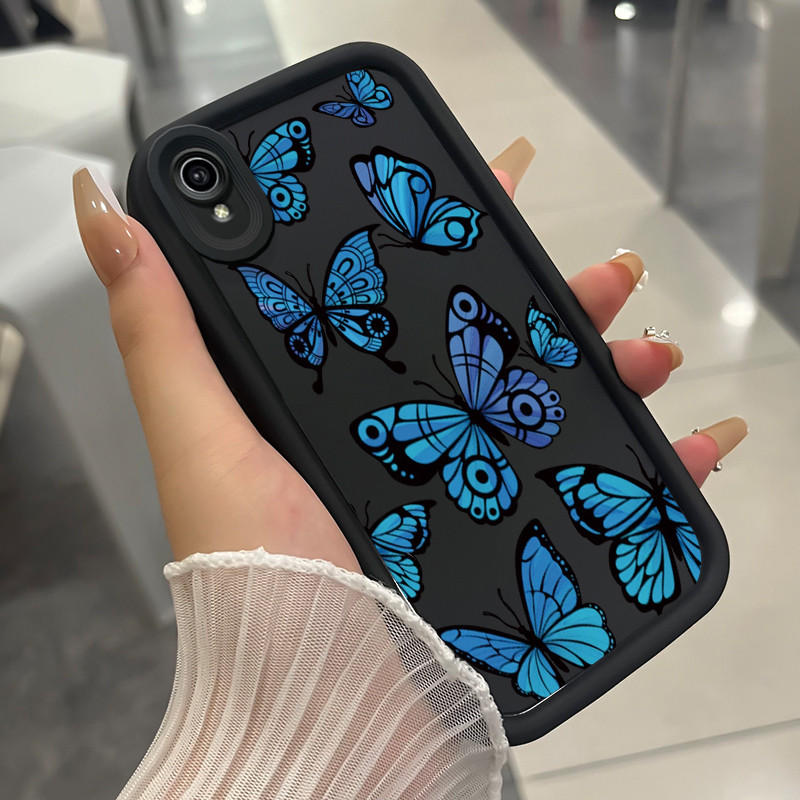 เคสสำหรับ VIVO Y91C Y90 Y1s เคสโทรศัพท์ผีเสื้อสามสีซิลิโคนกันกระแทก