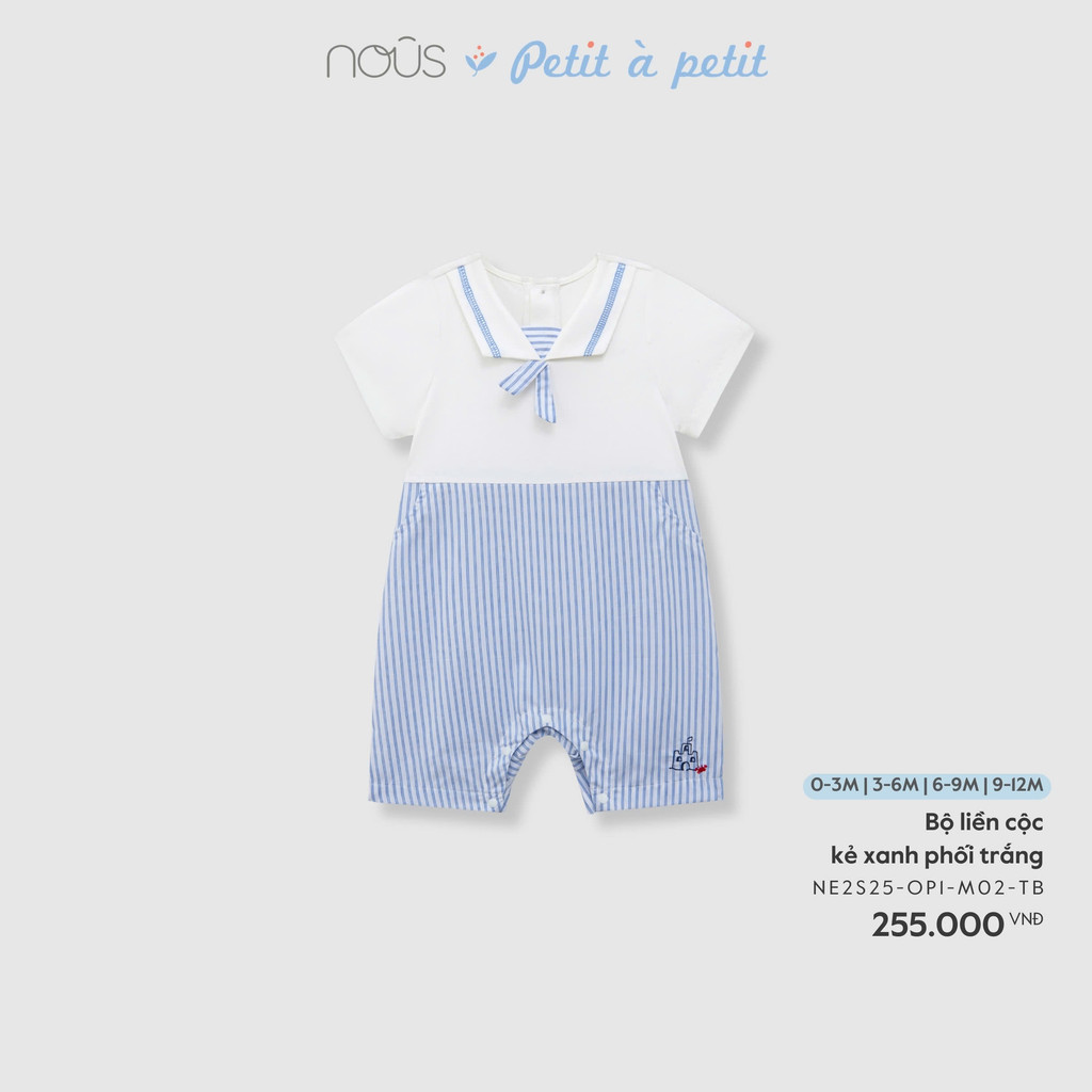 NOUS (0M-9M) – จั้มสูทลายทางสีน้ําเงินขาวทําจากผ้าฝ้ายใส่สบาย – NE2S25-OP1-M02-TB ZZ