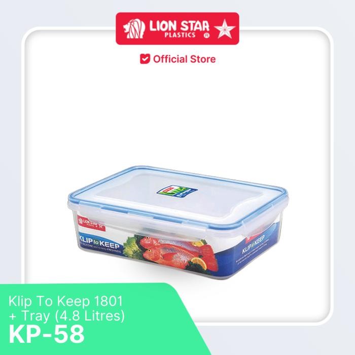 Lion Star Clip To Keep Food Container 1801 + ถาด (4.8 ลิตร) Kp-58