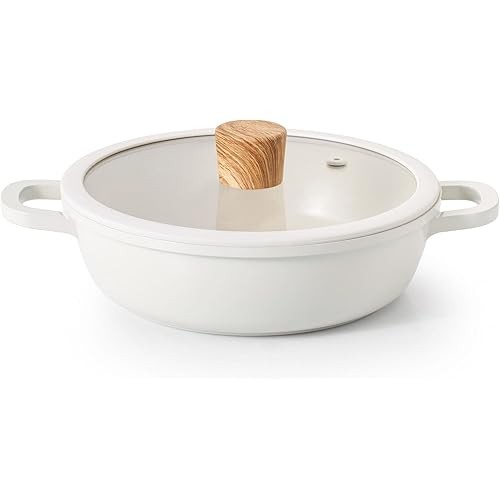 [Direct from JP] SENSARTE 20cm Ceramic Two-Handled Pot, Induction and Gas Compatible, Tabletop Pot, 