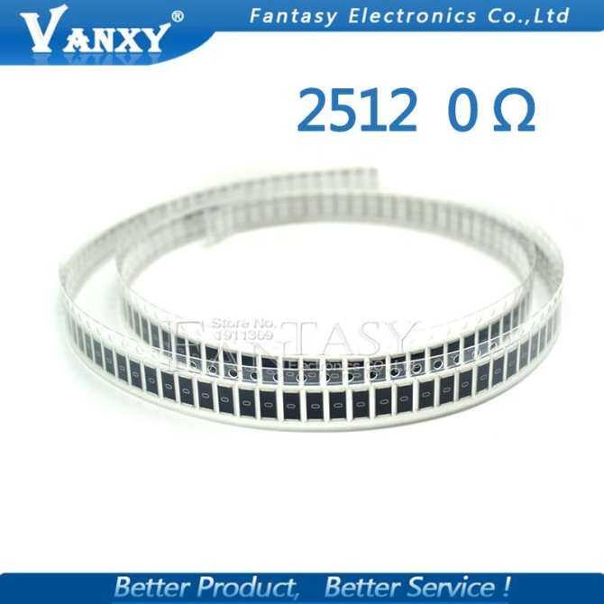 50 ชิ้น 2512 ตัวต้านทาน SMD 5% 0 โอห์ม 1W 0R