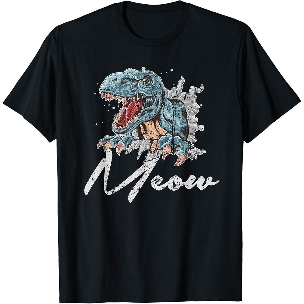 T-Rex พร้อมทักษะภาษาต่างประเทศของเสื้อยืดแมว