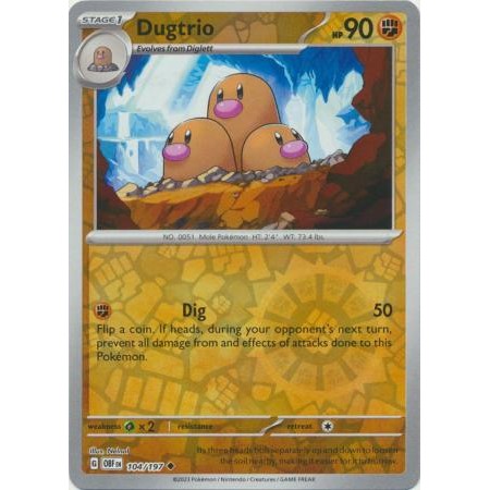 การ์ดโปเกมอน Dugtrio - 104/197 - Uncommon Reverse Holo