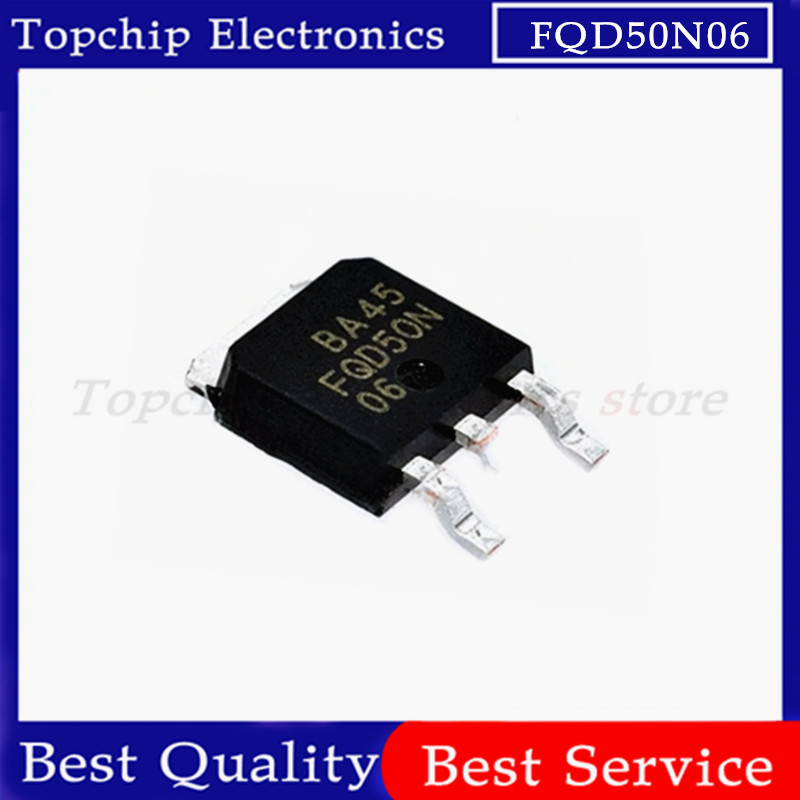 10 ชิ้น FQD50N06 N-Channel MOSFET ทรานซิสเตอร์ 50N06 50A 60V TO252