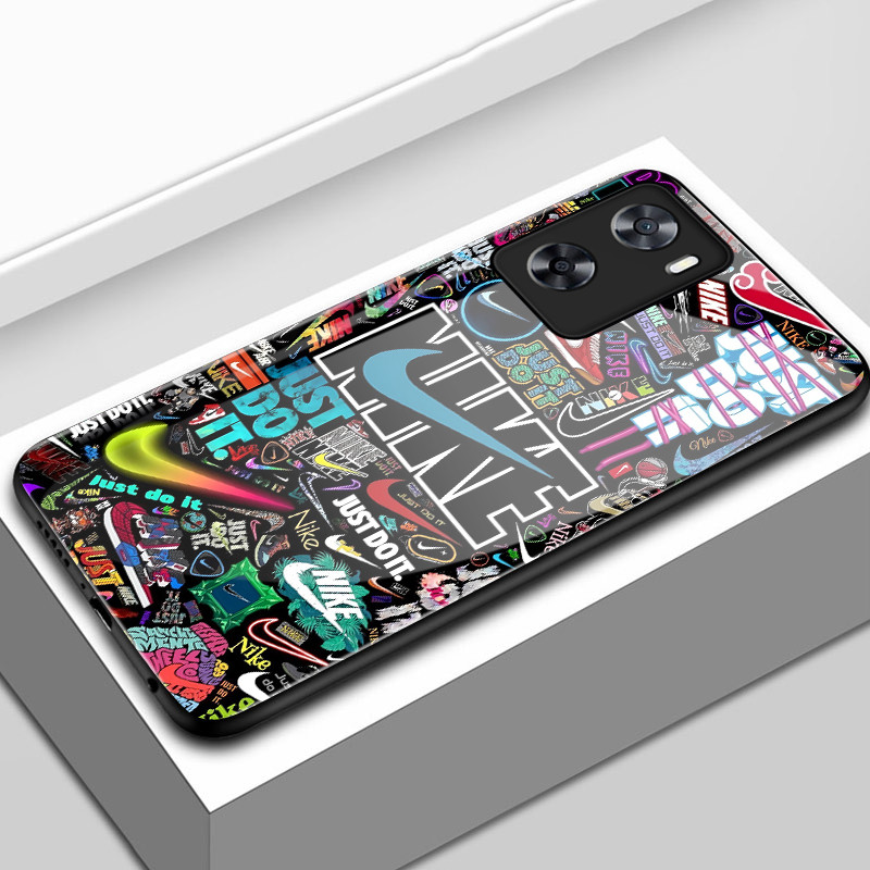 เคสสำหรับ OPPO A57 4G A77 4G A77s 4G A57s เคสโทรศัพท์แบรนด์อินเทรนด์เปลือกแก้วกันกระแทก