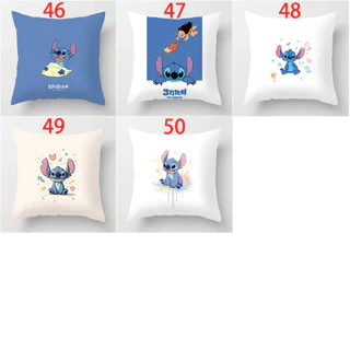 45X45 ซม.ภาพเคลื่อนไหว Lilo Stitch ด้านเดียวพิมพ์โพลีเอสเตอร์โยนหมอนรถ Cusion ตกแต่งบ้านปลอกหมอน