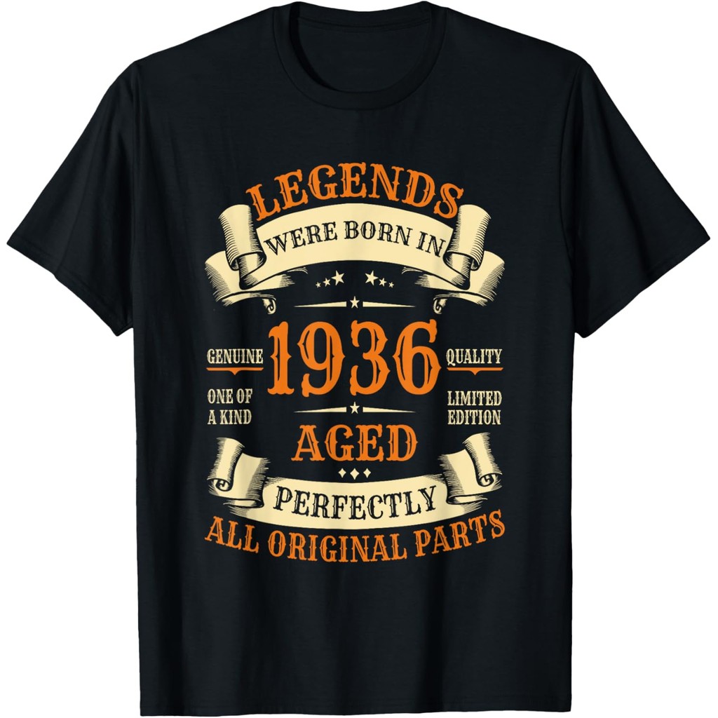 เสื้อยืดผ้าฝ้ายผู้ชาย 1936 88th วันเกิดผู้ชายผู้หญิงเปลี่ยน 88 ปีเสื้อยืด