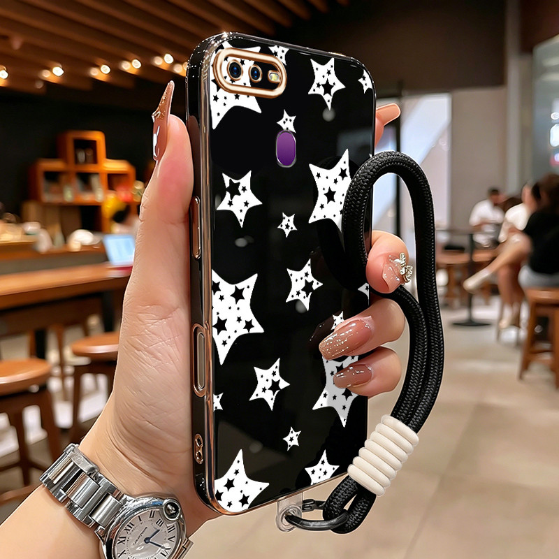 HPเคสโทรศัพท์สําหรับOPPO F9 F9 Pro F7 A7X Realme U1 Realme 2 ProกรณีสีดําและสีขาวStarกันน้ําป้องกันก