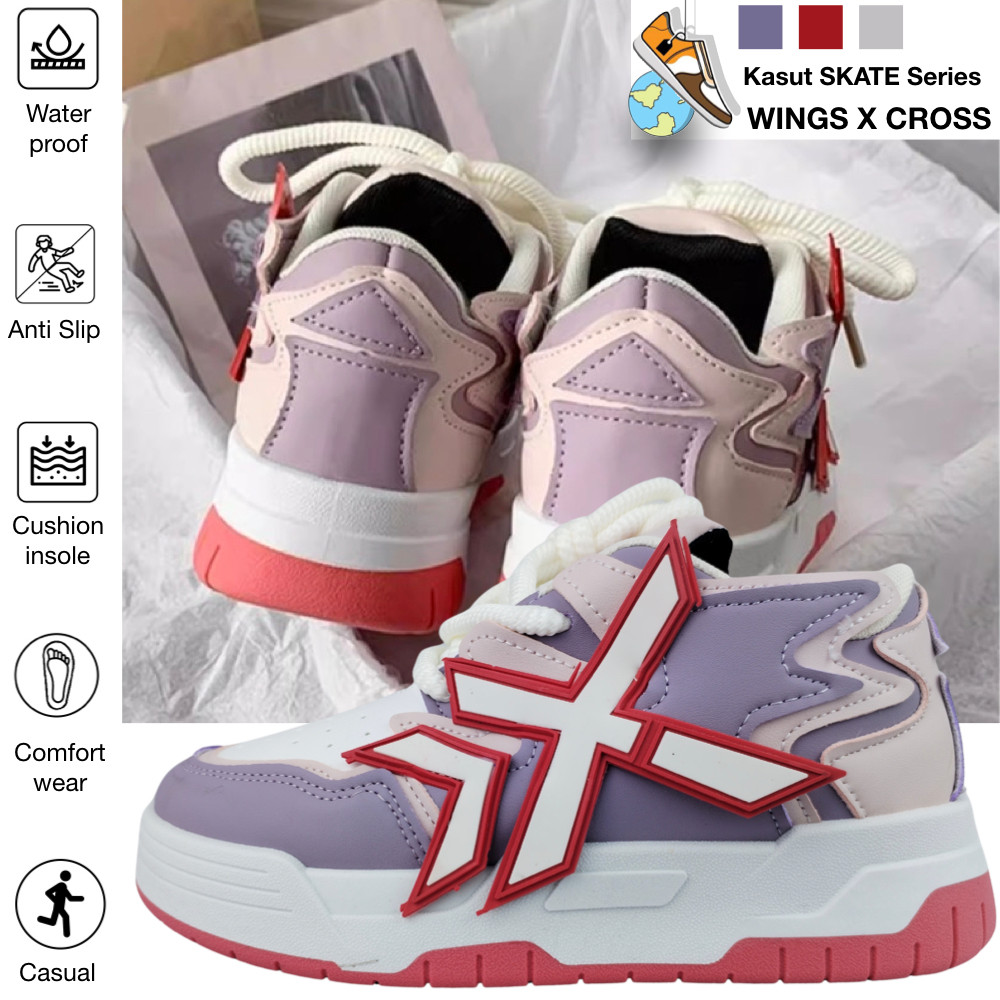 TAELLO 36-40 ONLINE EXCLUSIVE รองเท้าผ้าใบ PURPLE X ALPHABET SKATE SHOES insta เพิ่มความสูงสวมใส่สบา