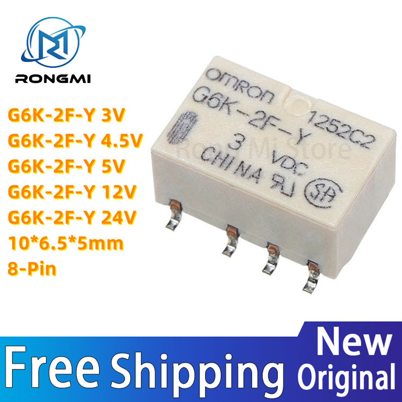 5 ชิ้น/ล็อต G6K-2F-Y DC 3V 4.5V 5V 12V 24V SMD สัญญาณรีเลย์ 8PIN 10*6.5*5 มม.