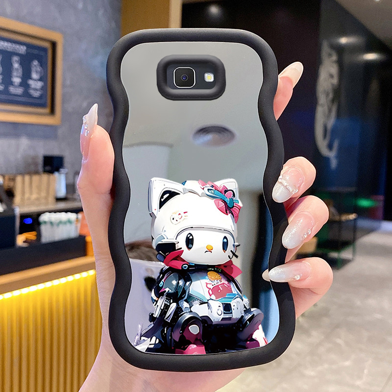 ปลอกสําหรับ Samsung J7 Prime Case Casing Cat Pattern และ Explorer HP Case Macaron Cesing Mirror Sili