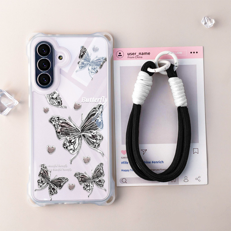 GANTUNGAN HP Heartผีเสื้อเคสโทรศัพท์ + ไม้แขวนเสื้อสําหรับRedmiหมายเหตุ 14 Pro 4G 5G 13C 13 A5 13X X