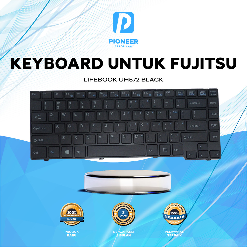 คีย์บอร์ดสําหรับ Fujitsu Lifebook UH572 สีดํา