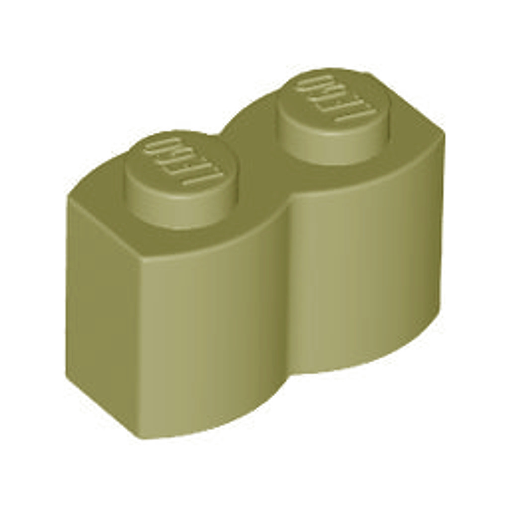 Brick2cube Part - Brick, Modified 1 x 2 with Log Profile - 30136