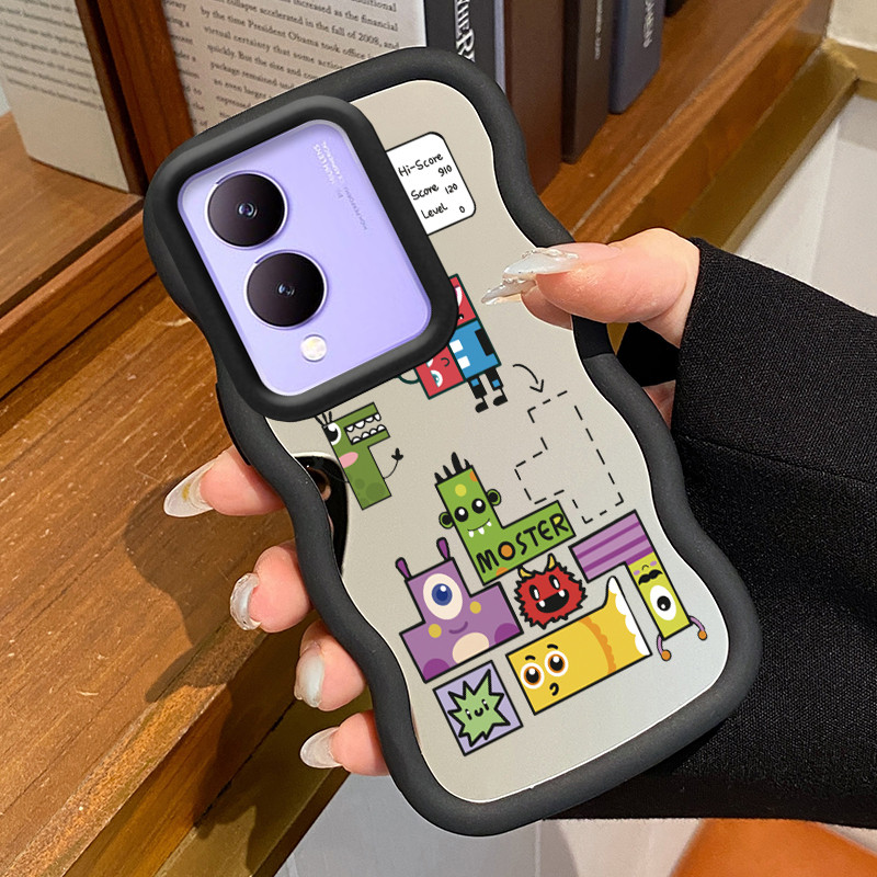 HPเคสโทรศัพท์สําหรับVIVO Y17s Y36i 5G G2 5G Y28 5Gกรณีเกมการ์ตูนTetris Macaron SoftcaseซิลิโคนครีมWa