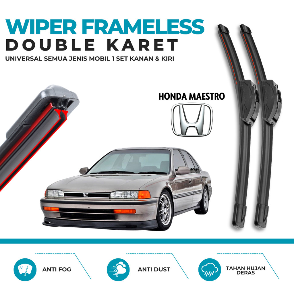 Honda Accord Maestro Dual Rubber Banana Model Wiper หนึ่งคู่ซ้ายขวาทําความสะอาดกระจกที่สมบูรณ์แบบ