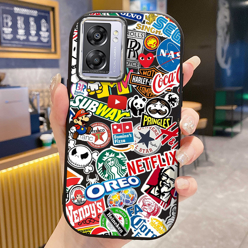 HPเคสโทรศัพท์สําหรับOPPO A57 2022 A77 2022 A57s A57e A77sสติกเกอร์ยี่ห้อStreetwear parodiสีทึบฝาครอบ