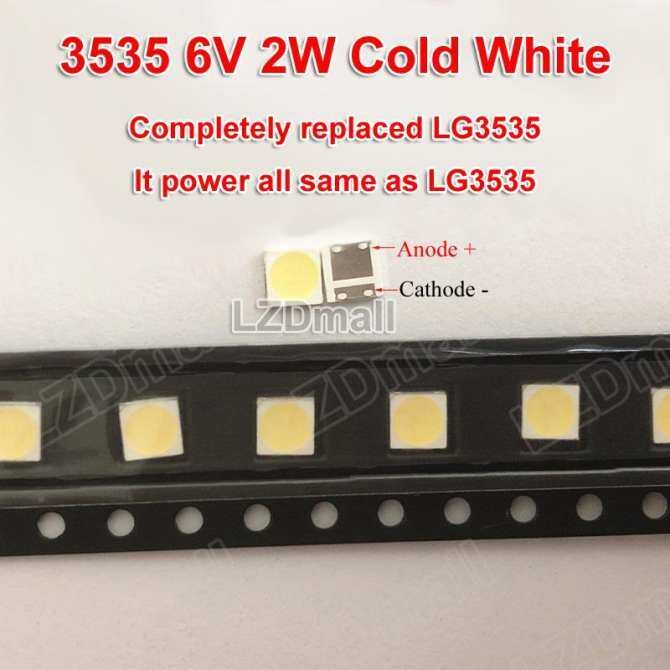 100pcs 3535 6V 2W SMD LED ลูกปัดสีขาวเย็นสําหรับ LCD TV Repair LED TV Backlight ไฟ LG3535 ไดโอดเปล่ง