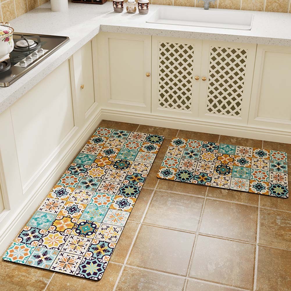 WATE HOTStylish 18x28 Boho Kitchen Rug: กันลื่น กันน้ํา และทําความสะอาดง่าย!