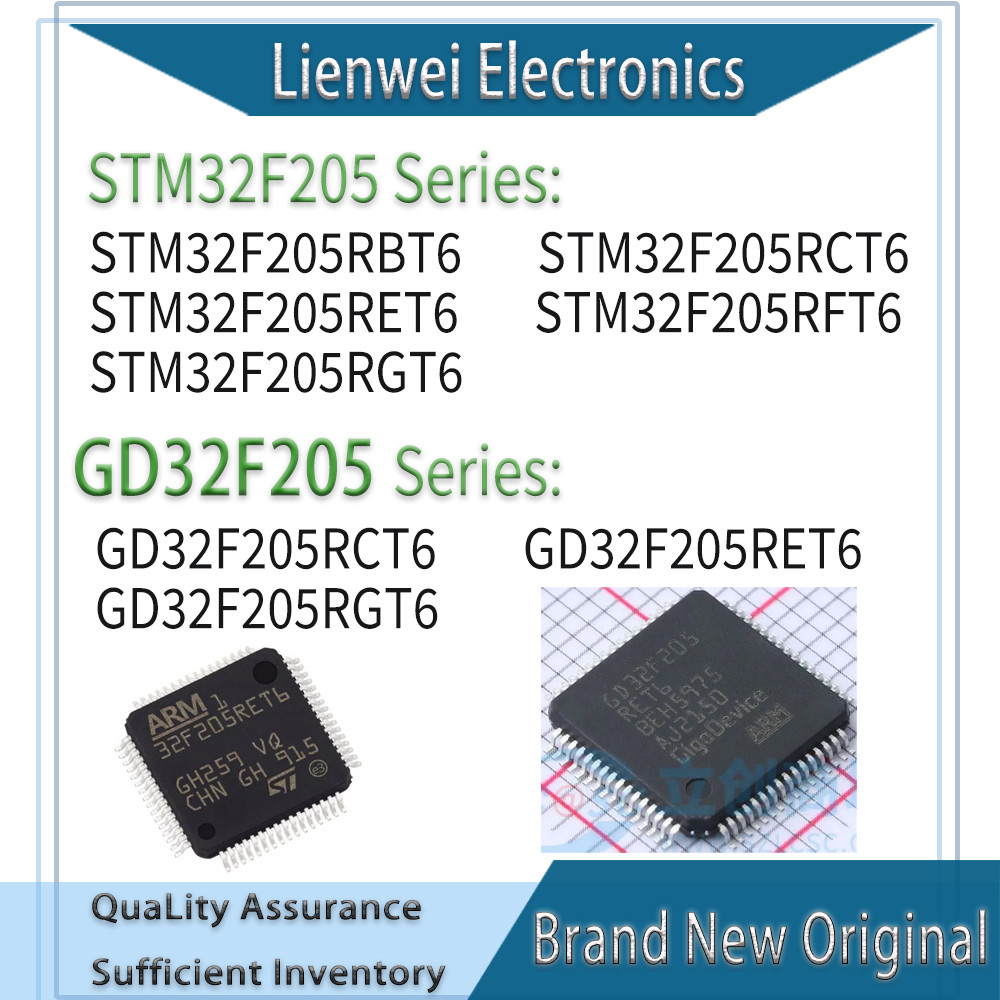 100% ใหม่ Original GD32F205RCT6 GD32F205RET6 GD32F205RGT6 STM32F205RBT6 STM32F205RCT6 STM32F205RET6 
